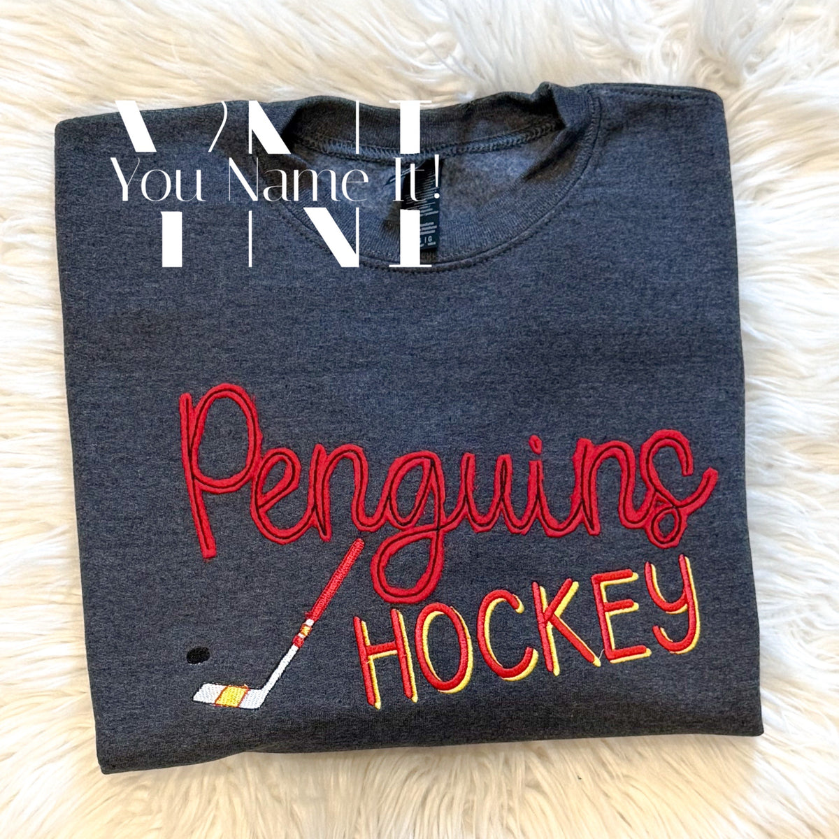 Felt CUSTOM Bean Stitch Script Hockey (or Other) Sport Shirt Design