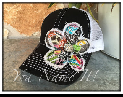 Patchwork Flower Trucker Cap