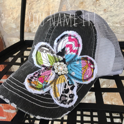 Patchwork Flower Trucker Cap