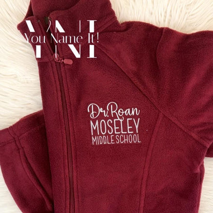 Unisex or Women’s Fit Fleece Full Zip Monogrammed Jacket