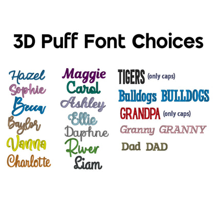 3D Puff Team or School Hat with frayed fabric (H002) *